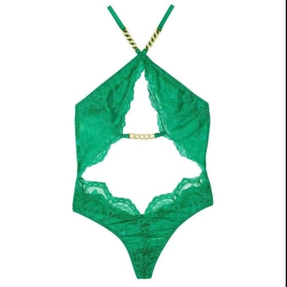 New! Victoria’s Secret Very Sexy High-Neck Lace Chain Teddy 4378 - Picture 1 of 9